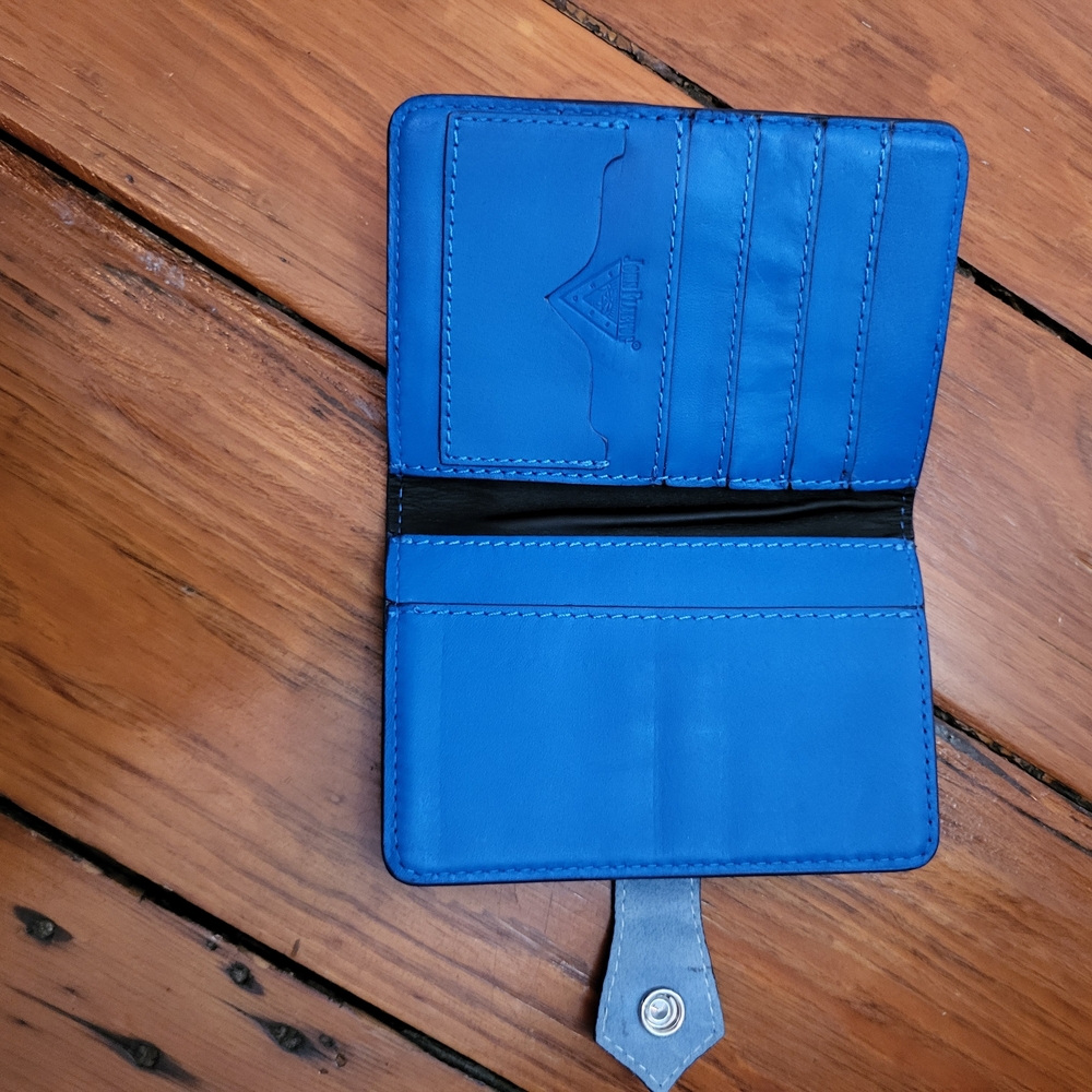 John Fluevog Black and Blue Starry Wallet Or Passport Holder - Picture 2 of 4